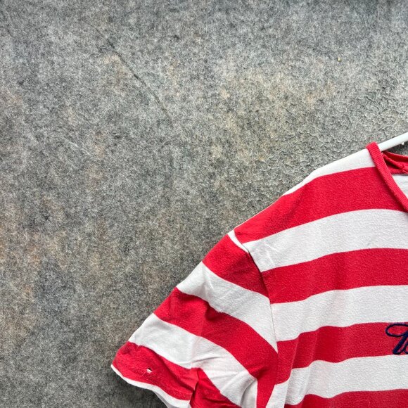 Budweiser PacSun Shirt Women Small Red White Striped Crewneck Embroidered Logo T - Picture 8 of 11